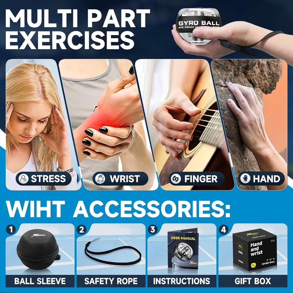 Torque Ball Hand Exerciser Grip Strength Trainer Wrist Gyro Ball Auto-Start