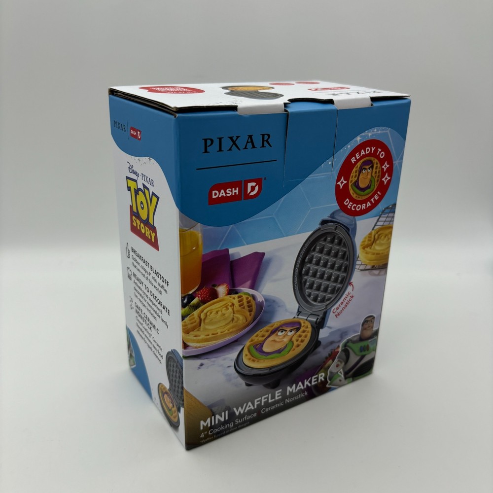 Disney Pixar Dash BUZZ LIGHTYEAR Mini Waffle Maker, 4" Ceramic Nonstick Surface