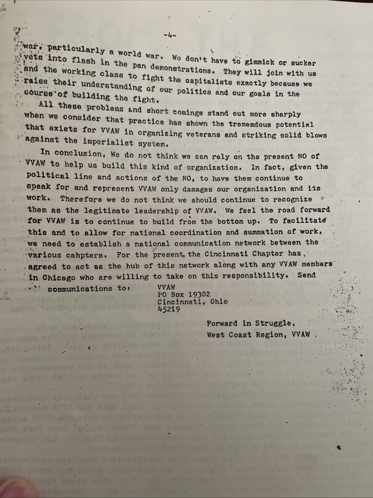 VVAW Guidon #65 + 1978 Internal Docs on Group Split, Rare Antiwar Ephemera