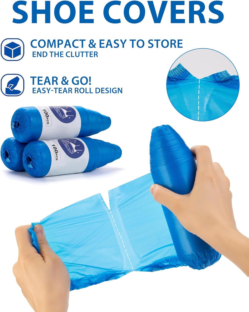 Shoe Covers Disposable Non-Slip, Waterproof Boot Covers with Compact Roll for Ea