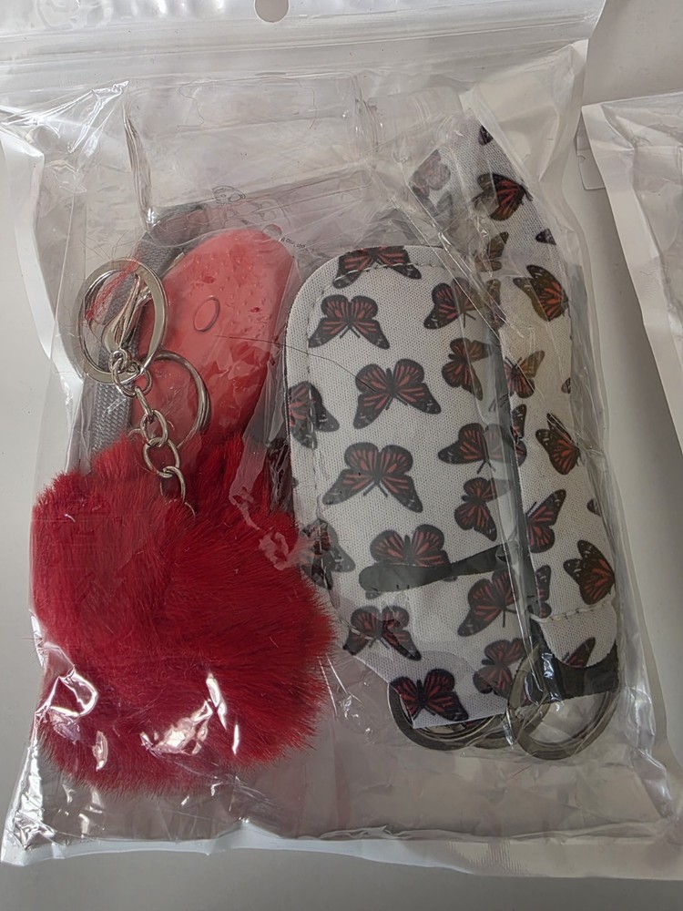 Personal Alarm Keychain Set Multicolor with Keyring, Whistle, Flash Light
