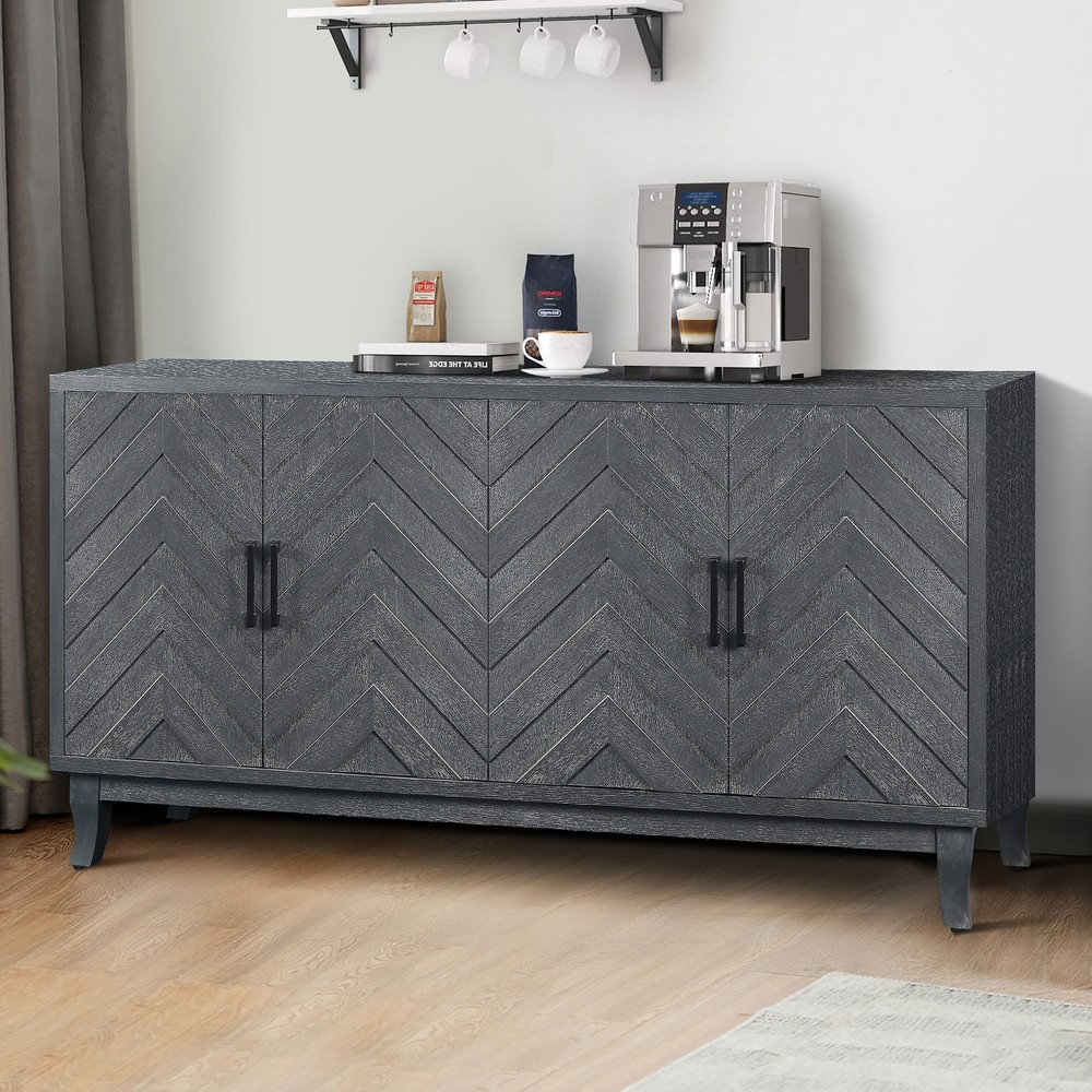 Accent Storage Cabinet w/4 Doors and Adjustable Shelves Sideboard Buffet Cabinet