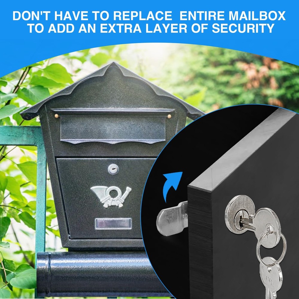 Mailbox Lock Replacement - Universal Mailbox Locks with 4 Keys - Easy to Silver