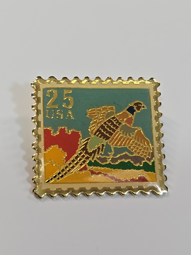 USPS Stamp Lapel Pin Pheasant Bird 25 Cents