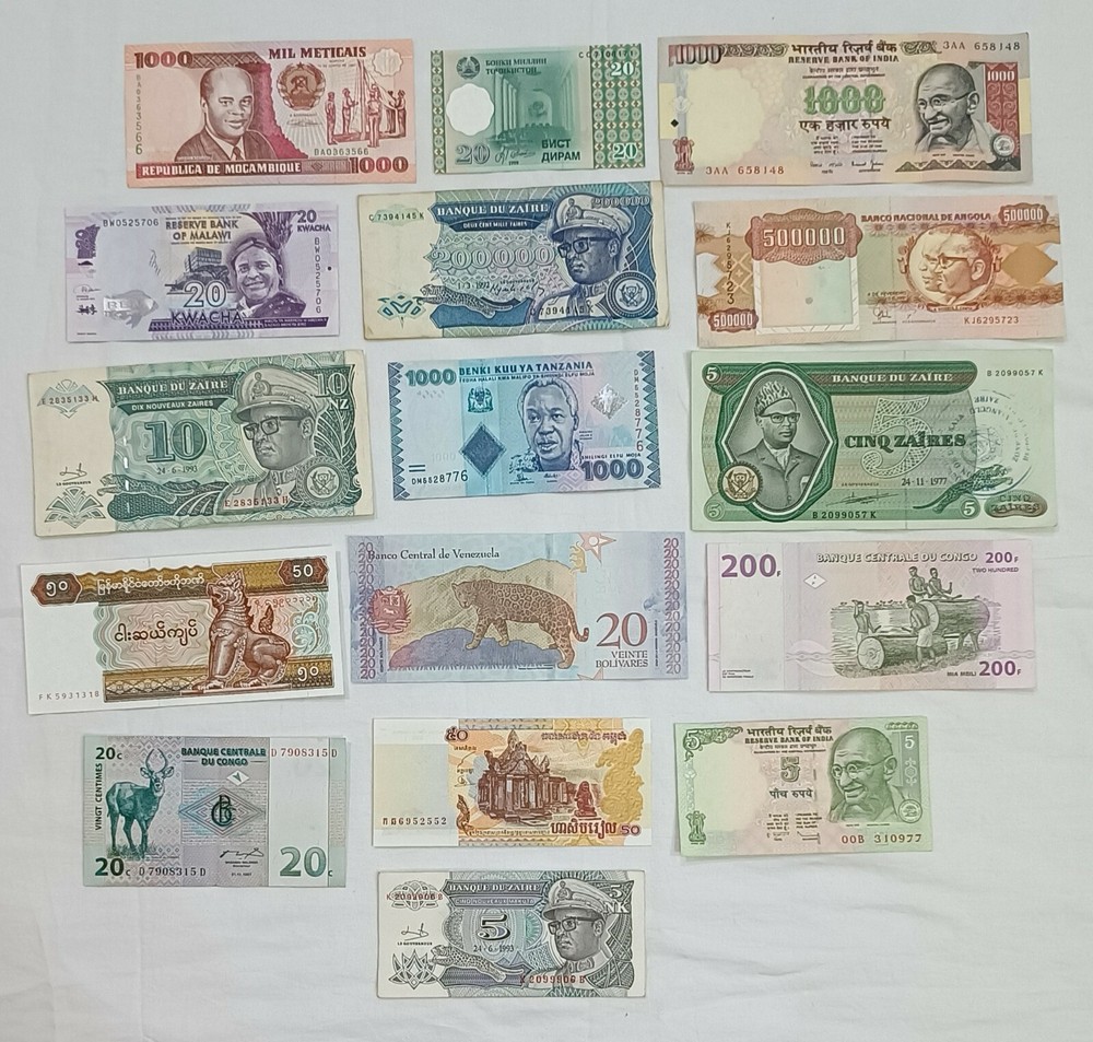 WORLD BANKNOTES SET 16 PCS LOT DIFFERENT NOTES