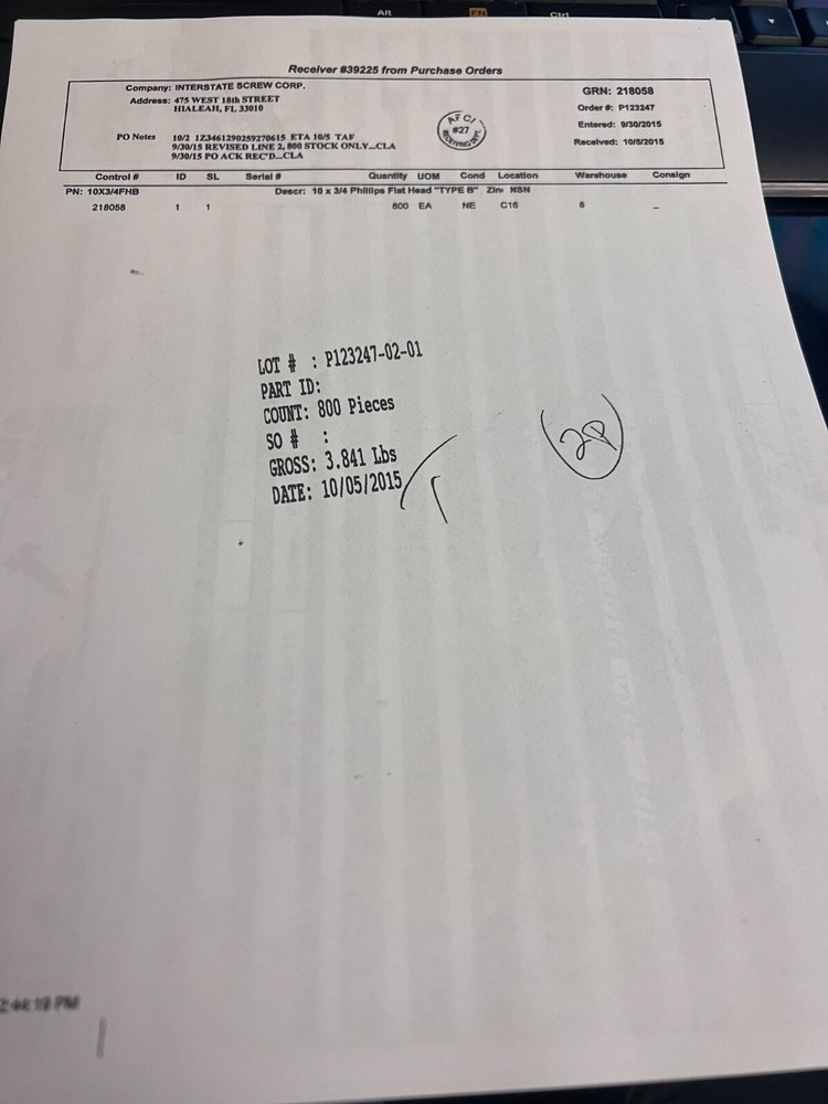 10x3/4 phillips flat head type B