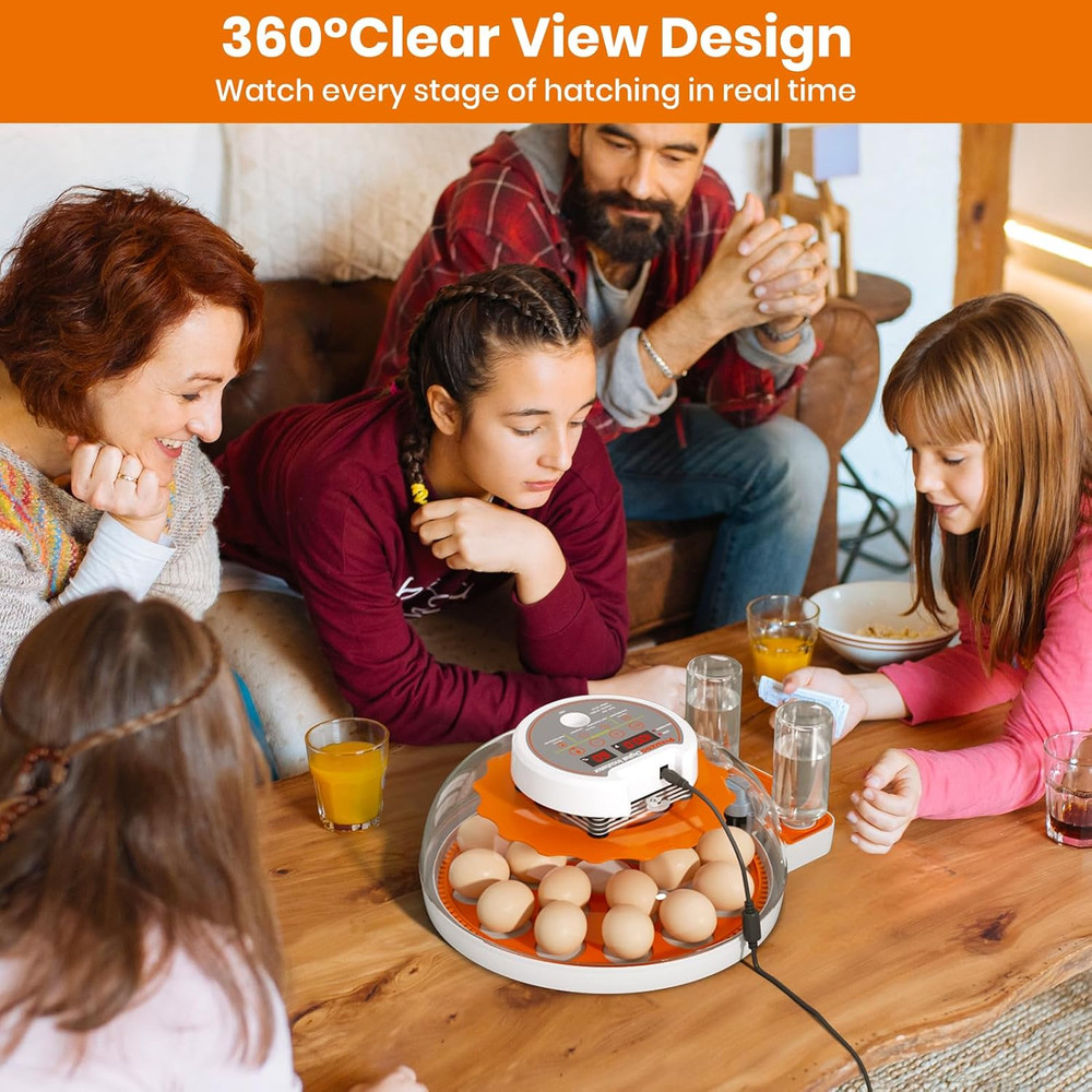 Incubators for Hatching Eggs - 18 Egg Capacity，Automatic Egg Turner，360° Viewing