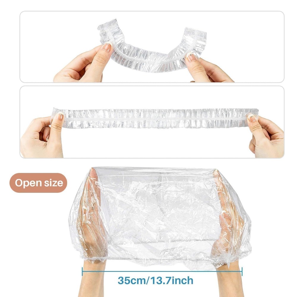 MAQIHAN 100 Disposable Shower Caps Large - Thickened Size, Clear