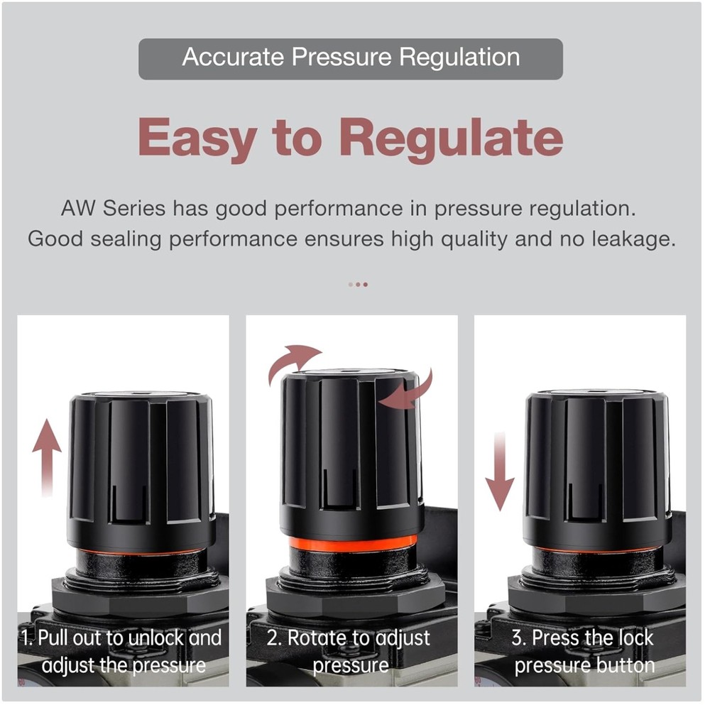 Compact Air Filter Regulator, 1/2”NPT, 5 Micron Brass Filter