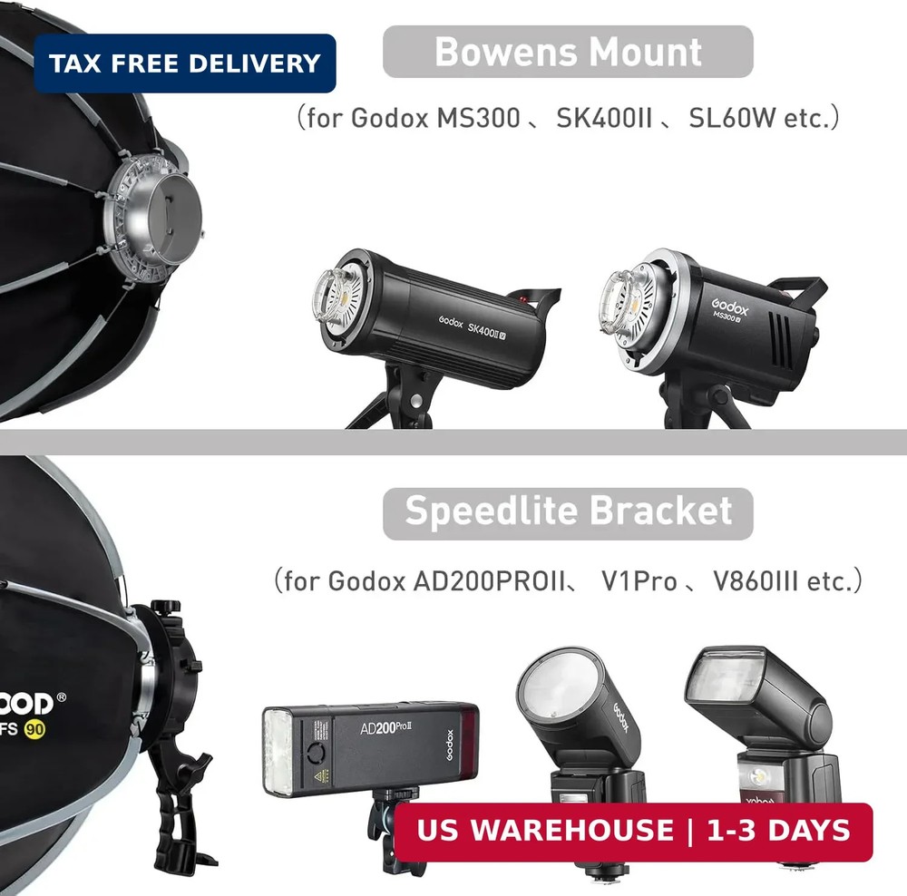 FS90 Softbox 90cm/35.5in Softboxes, Quick Release Foldable Softbox with Honeycom