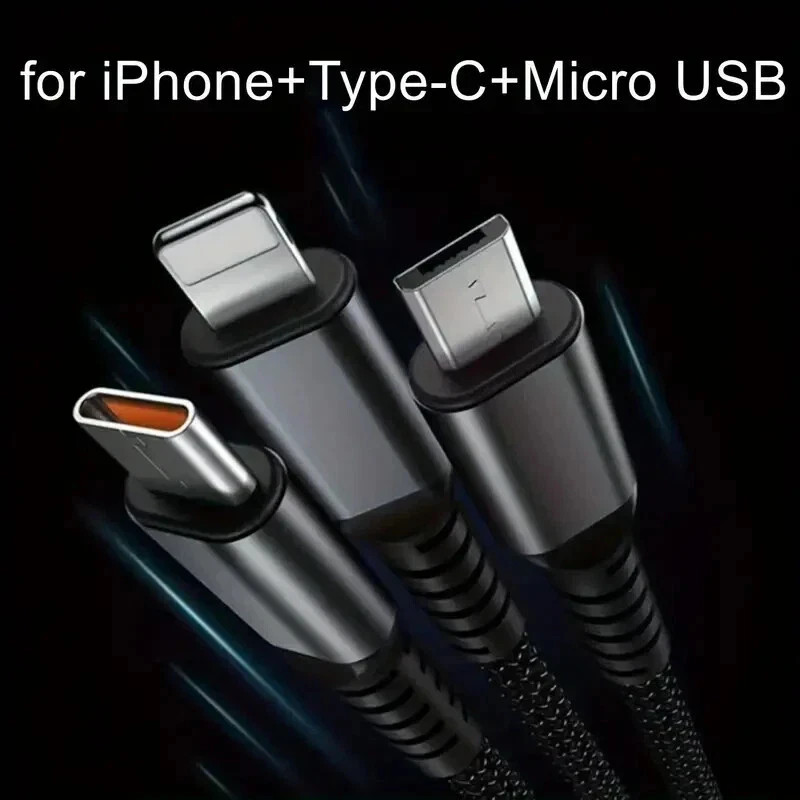 ANDROID 3 in 1 Fast Charging Cable Charger Cord For Type C Micro ✅ ANDROID ONLY