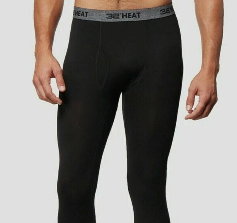 32 Degrees Heat Men's 2-Pack Stretch Quick-Dry Base Layer Pants, Black, Size S