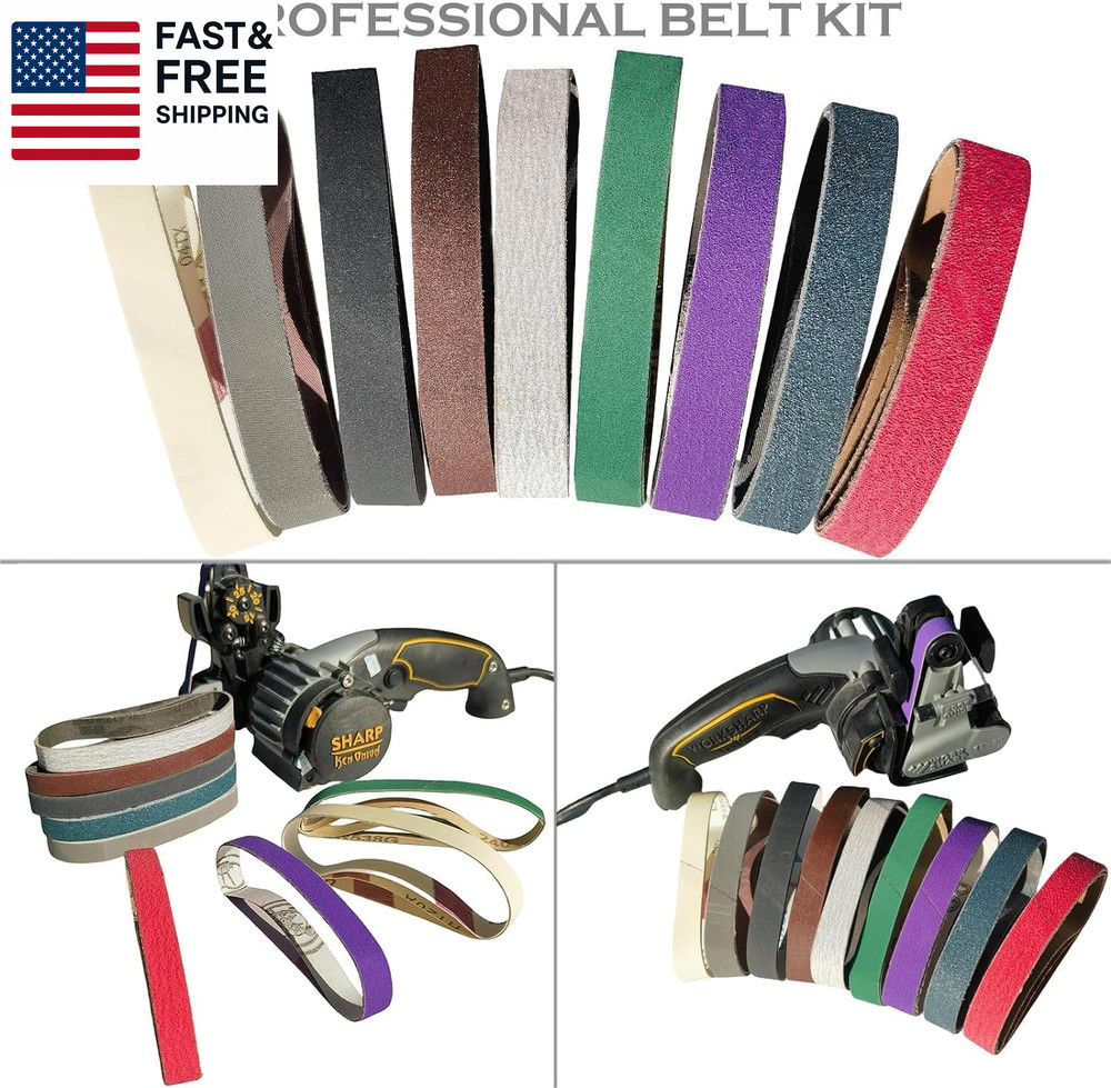 18 PCS 3/4" X 12" Replacement Knife Sharpener Sanding Belt Kit for Work Sharp Kn