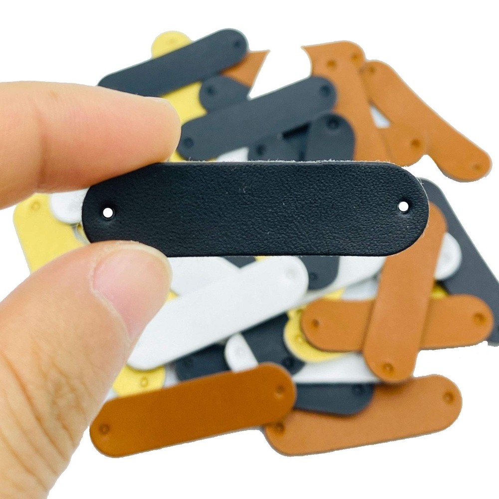 40 Pieces PU Leather Label Blank Tag Tags 5x1.2cm, Style