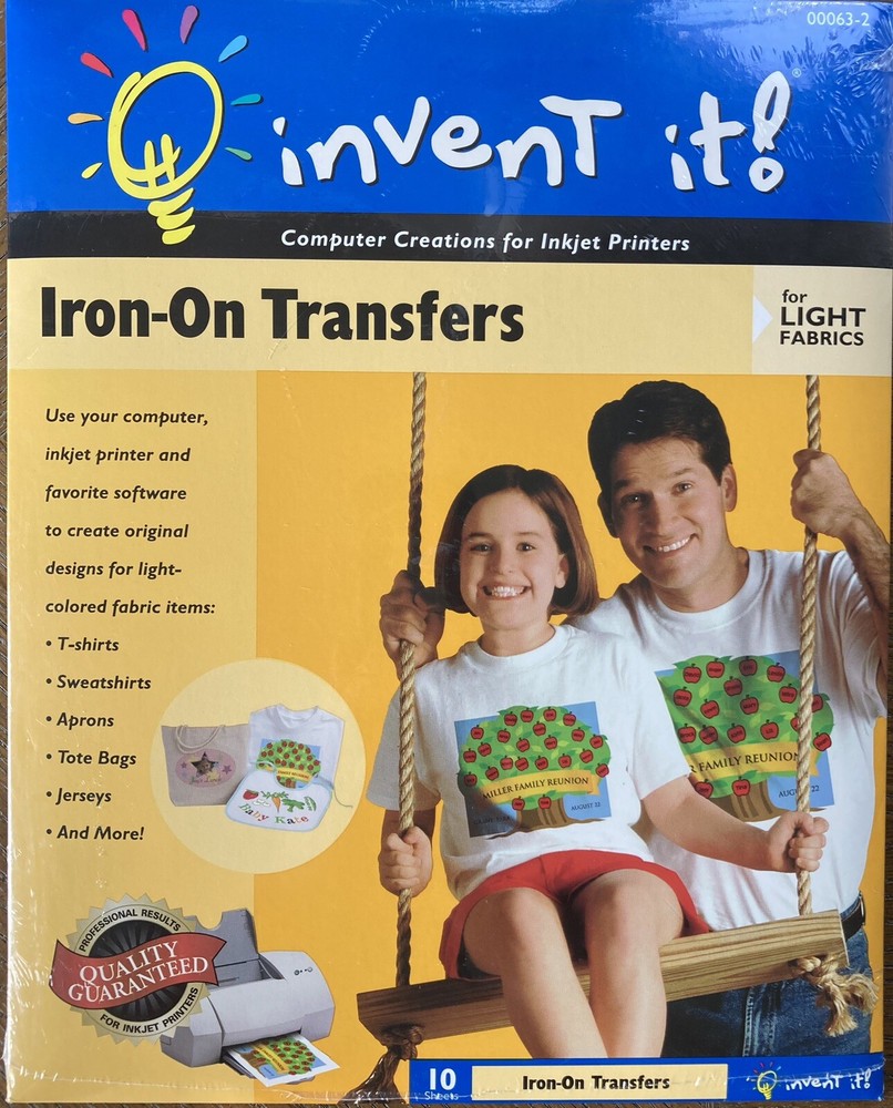 Invent It Iron-On Transfers for Light Fabrics 10 Sheets 00063-2 Inkjet.