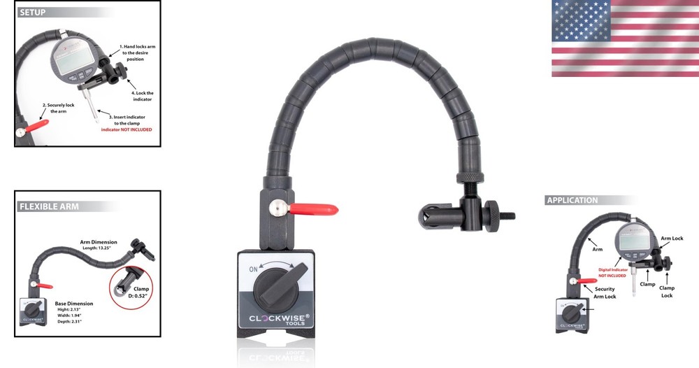 Powerful Magnetic Base with Adjustable Arm for Precision Dial Indicator Use