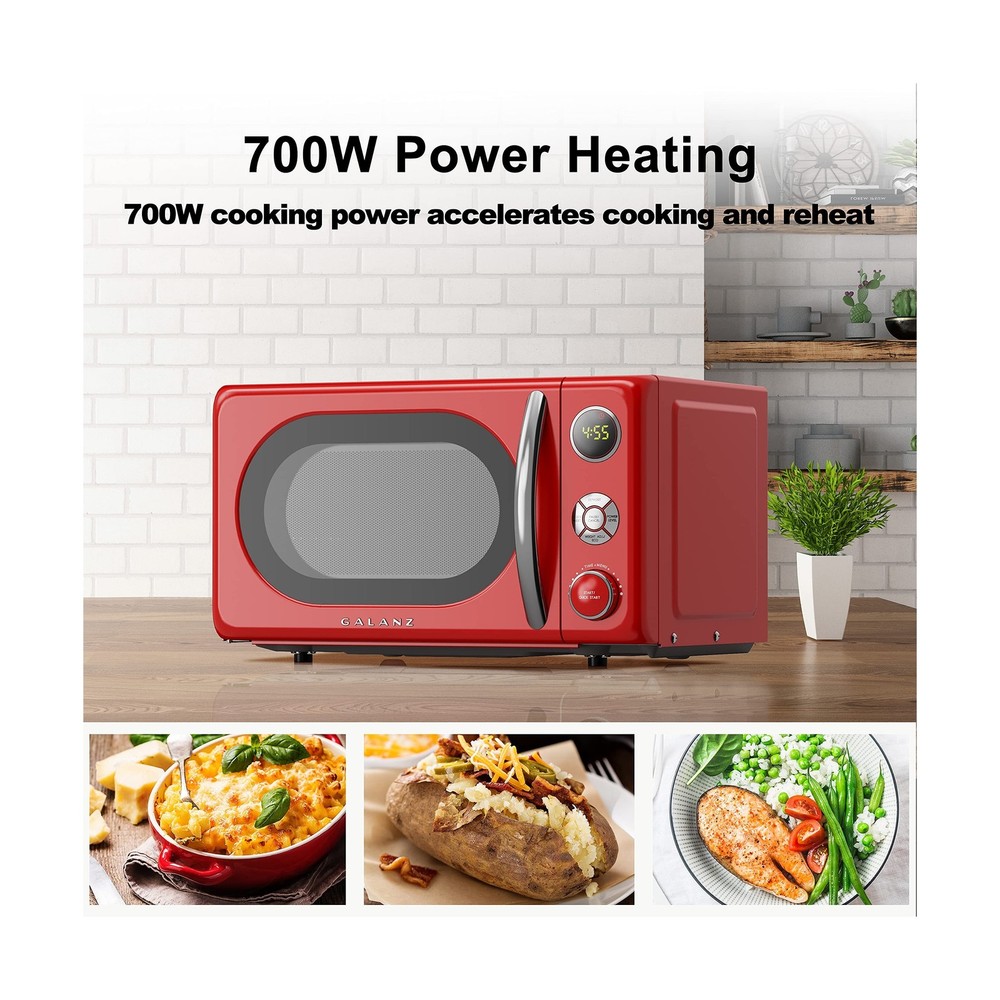 Galanz GLCMKA07RDR-07 Microwave Oven, LED Lighting, Pull Handle Design, Child...