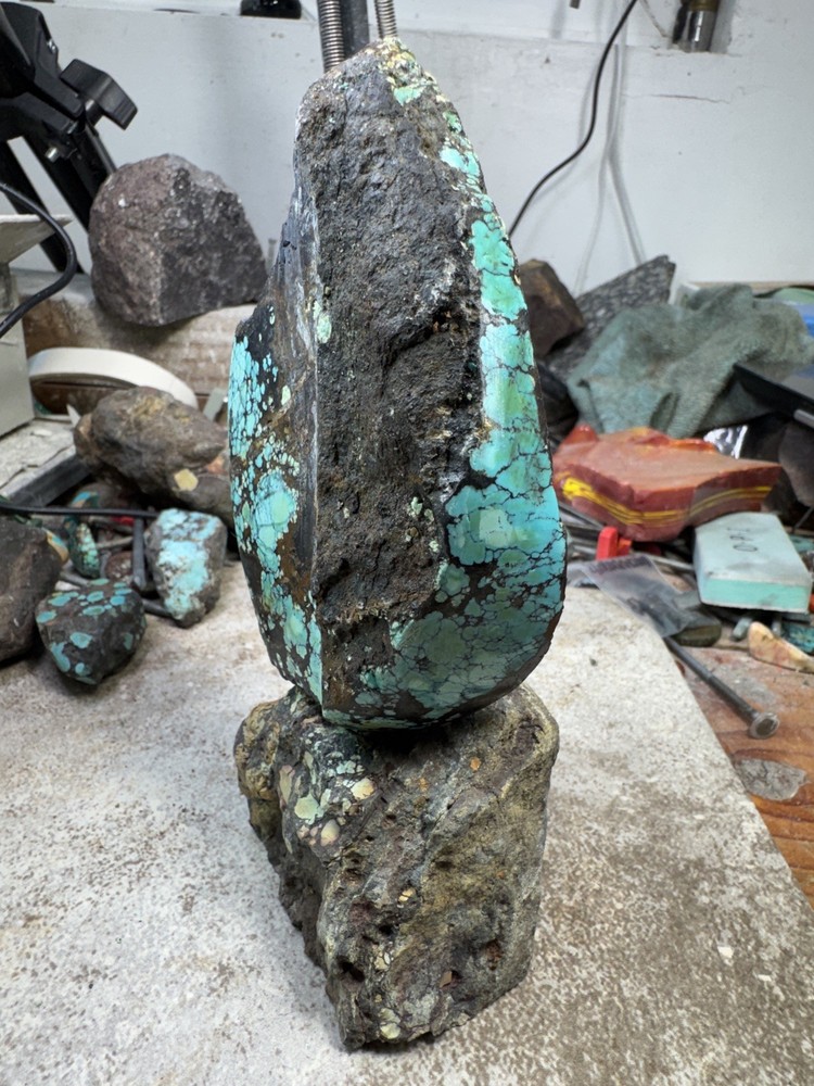 Hubei turquoise rough , solid spiderwebs nuggets in multi colored