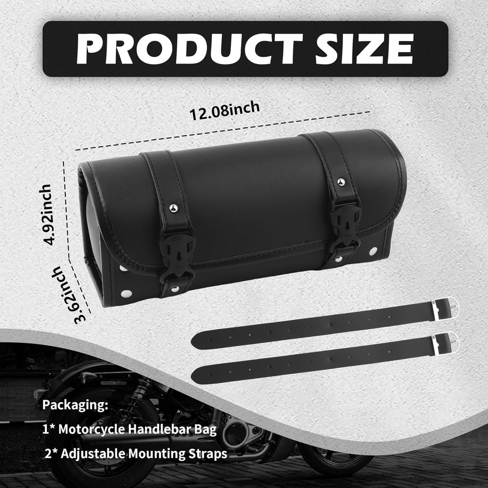Leather Motorcycle Handlebar Bag,Large Capacity Front Fork Bag for Motorcycle