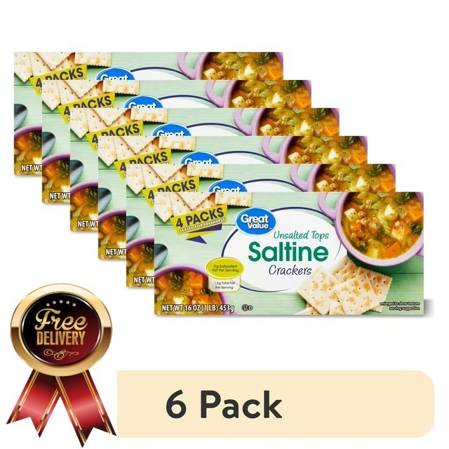 (6 Pack) Unsalted Tops Saltine Crackers, 16 Oz