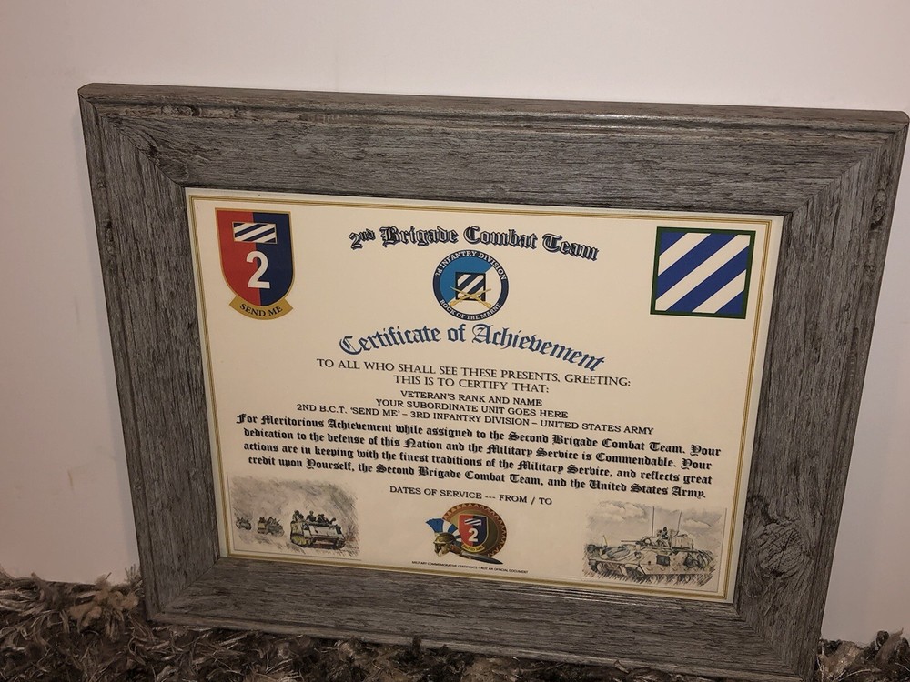 2ND B.C.T. / SEND ME - 3RD INFANTRY DIVISION (COMMEMORATIVE CERTIFICATE)
