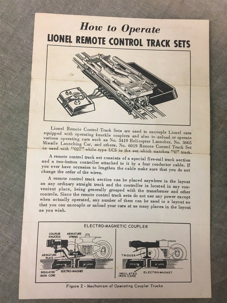 Original 1965 How to Operate Lionel Remote Control Track Sets