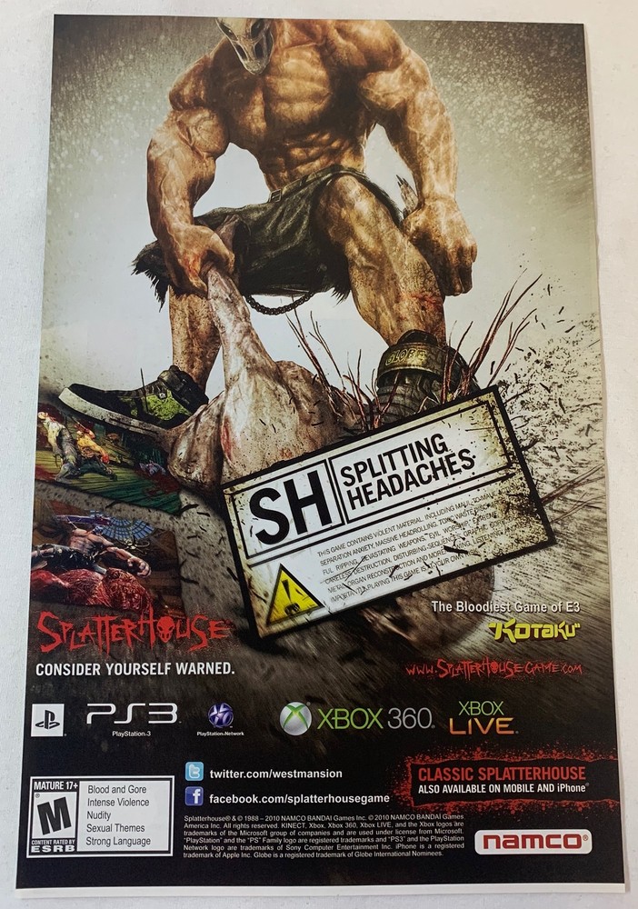 2011 video game ad page ~ SPLATTERHOUSE