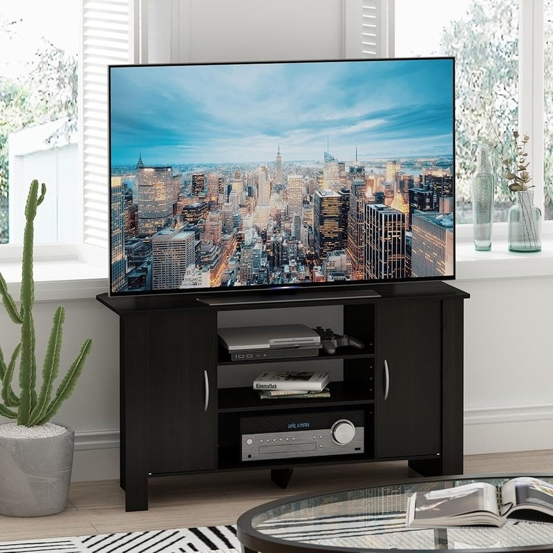 Concealed Storage TV Stand W/ Adjustable Shelves Durable Flat Screen TVs New