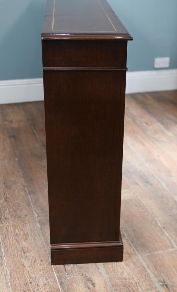 Wide Regency Open Bookcase - Mahogany Inlay Library Study