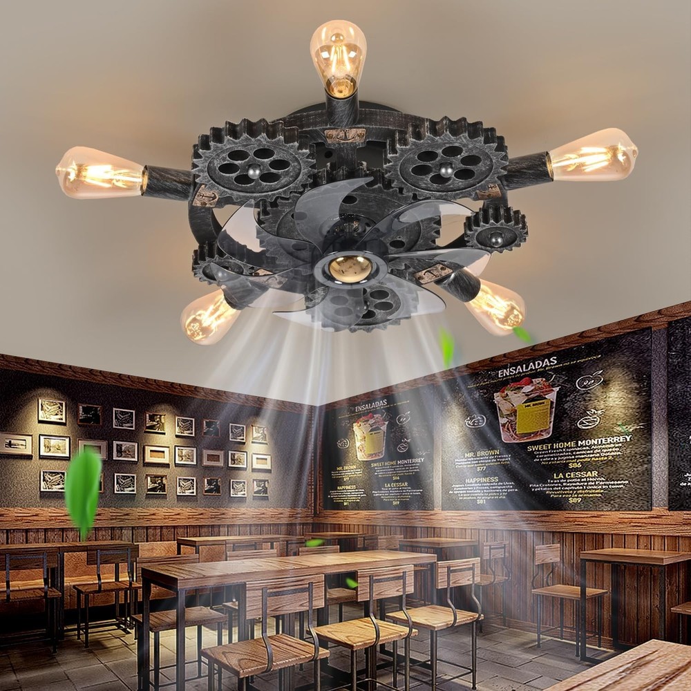 Flush Mount Bladeless Ceiling Fan 20 Inch with Light