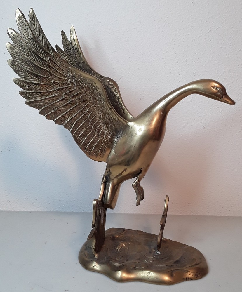 Brass , Goose , Taking Flight , 10 In.