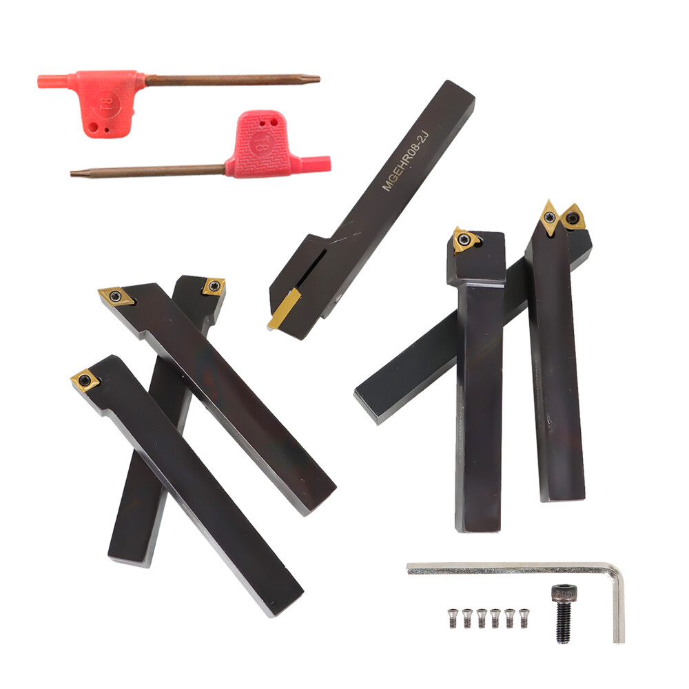 7PC Carbide Indexable Turning Tool 1/2" Lathe Tool Bit Set Thread Insert+Holder