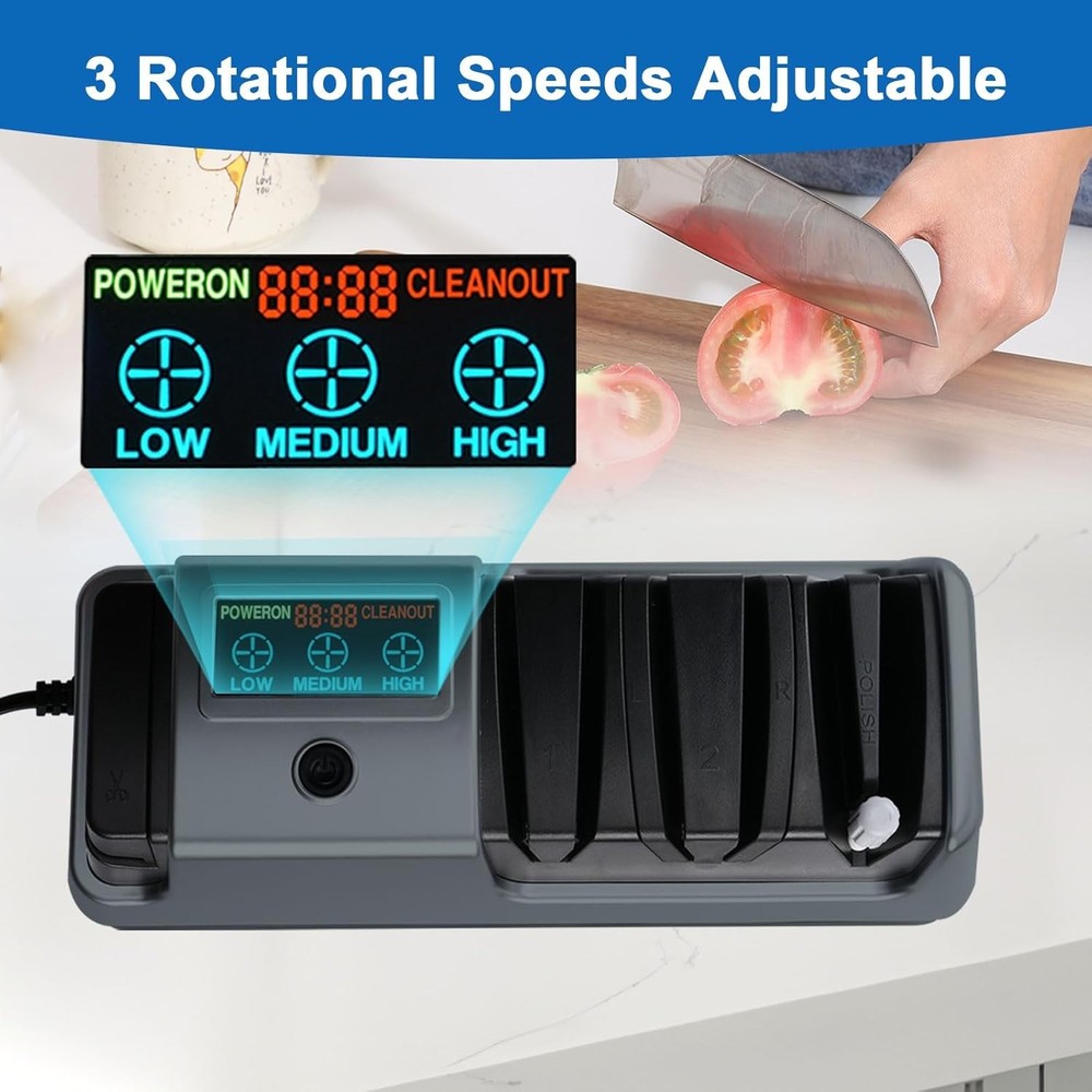 5-in-1 Electric Knife Sharpener-3 Rotational Speed Adjustable Knife Sharpener
