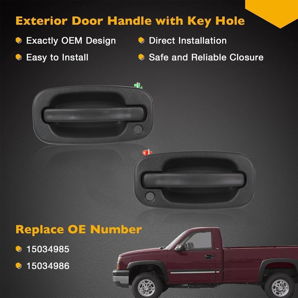 Pair Front Outer Door Handle For 1999-2007 Chevy Silverado GMC Sierra Left+Right