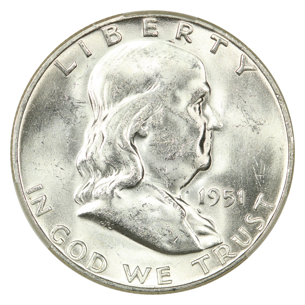 1951-S 50C CACG MS61 - Franklin Half Dollar