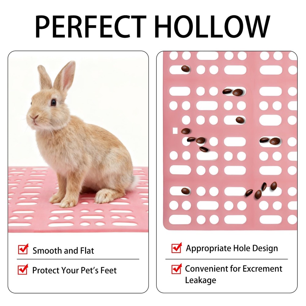 18 Pack Plastic Rabbit Cage Mat, Bunny Resting Mats for Cage with Snap Joint,...