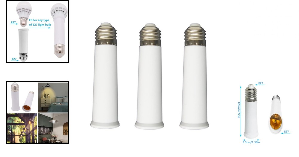 E26 Socket Extender 4.72in – 3 Pack Light Bulb Adapter for Ultimate Brightness