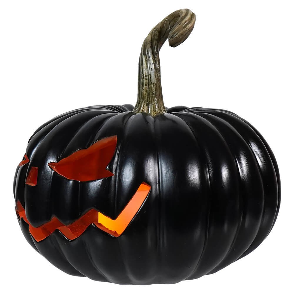 Lighted Black Jack-O'-Lantern With Timer