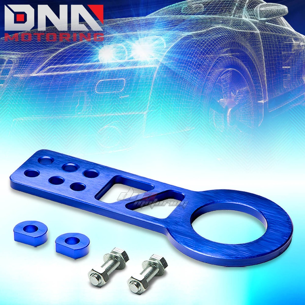 2.25"ANODIZED BRUSHED BLUE BILLET STYLE FULL ALUMINUM FRONT RACING TOW HOOK KIT