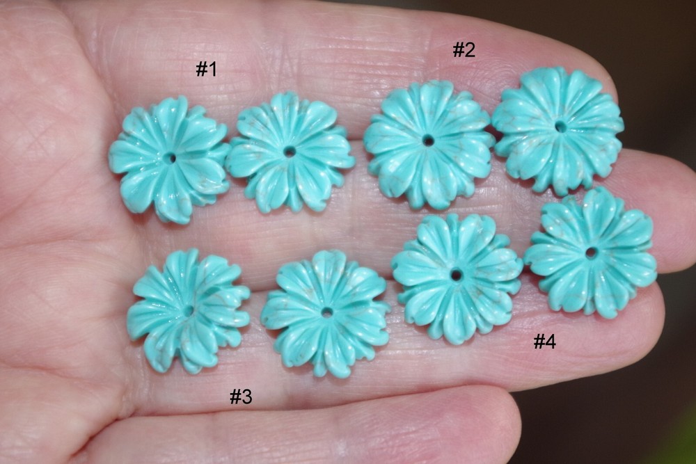 15MM Turquoise Flower Jackets For Stud Earrings Use With Any Studs Multi Listing