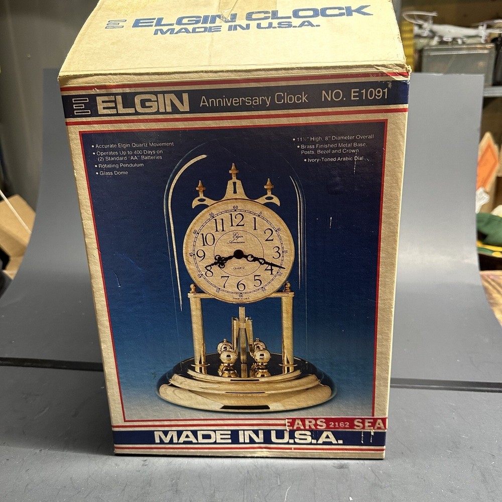 Vintage Elgin Model E1091 Anniversary Clock