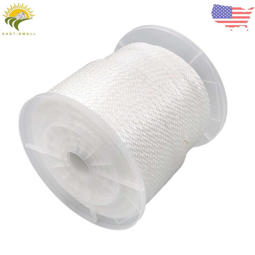 5/16" × 250' White Nylon Rope Sturdy Spool Solid Braid Rope Abrasion Resistance