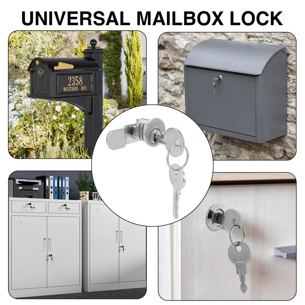 Mailbox Lock Replacement - Universal Mailbox Locks with 4 Keys - Easy to Silver