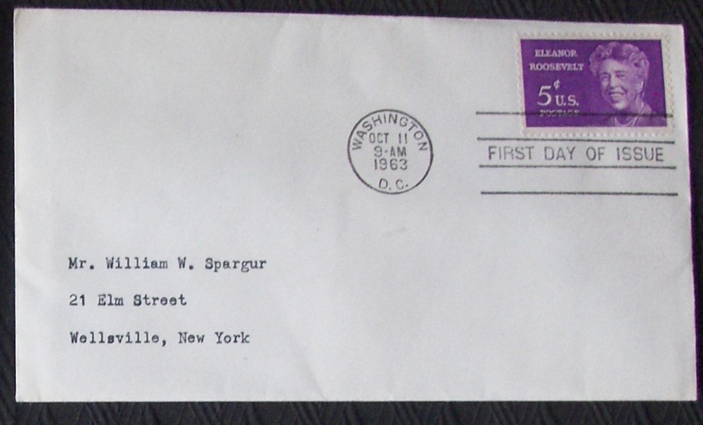 US FDC SC #1236 5¢ stamp ELEONOR ROOSEVELT 1963.