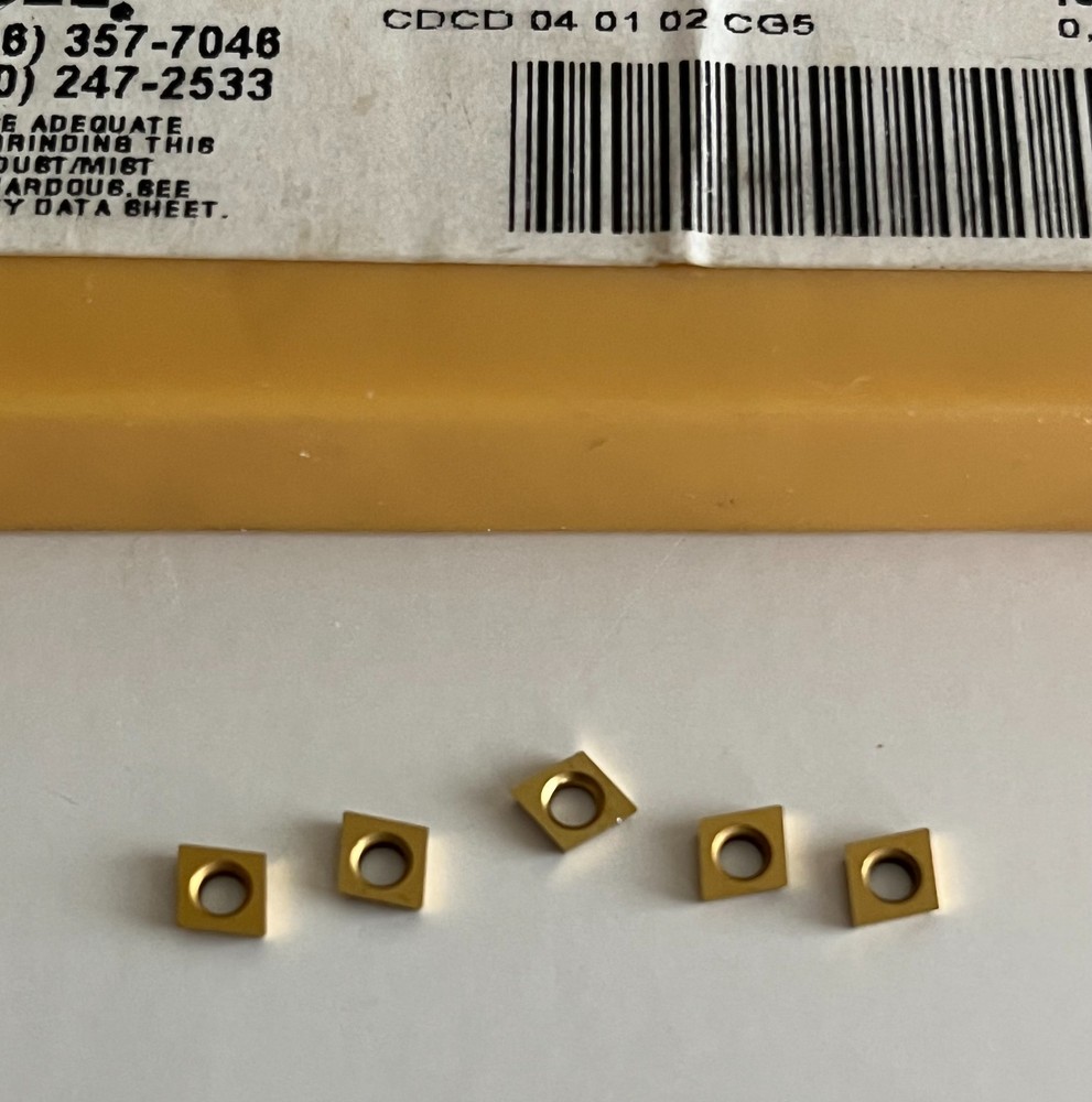 CIRCLE CARBIDE BORING BAR INSERTS CDCD-505-CG5 COATED GRADE SHOWN (5) INSERTS.