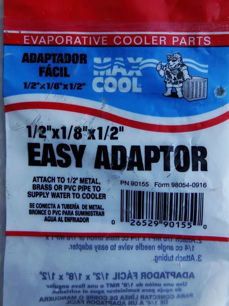 DIAL EASY ADAPTER 1/2" x 1/8" x 1/2" Attach to 1/2" Metal, Brass or PVC Pipe
