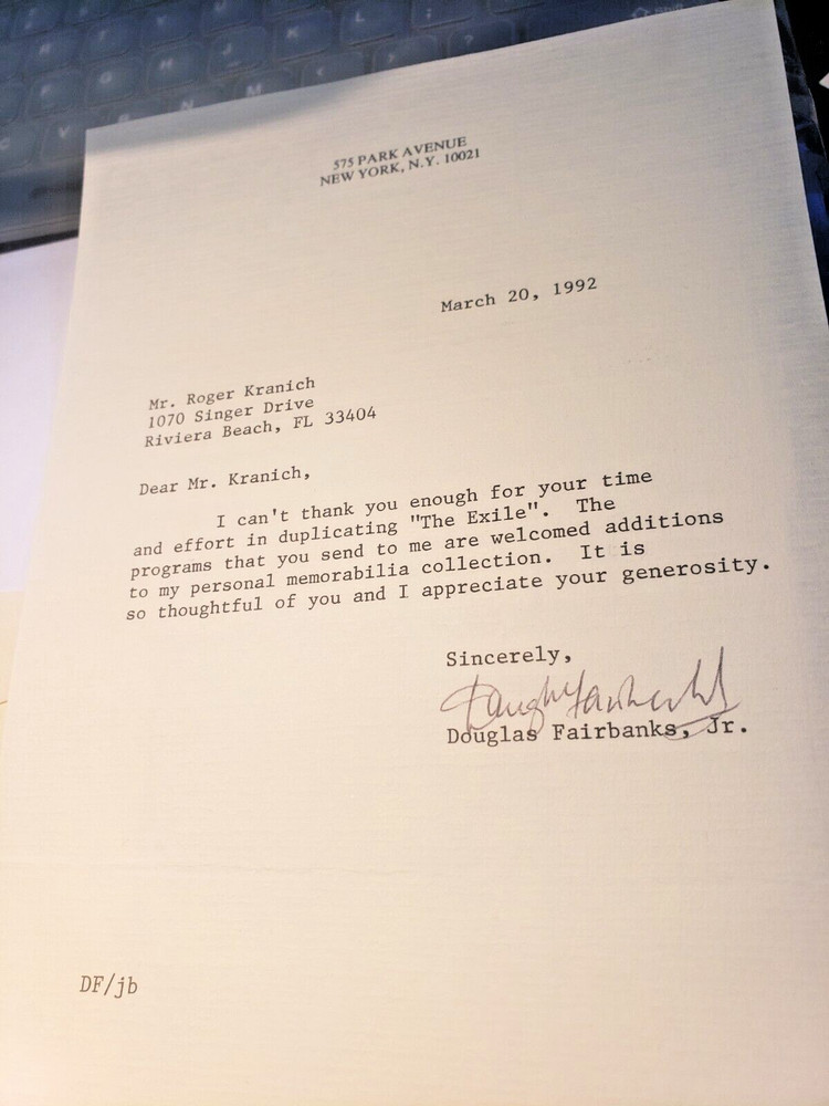 DOUGLAS FAIRBANKS, JR. Signed Letter-Envelope