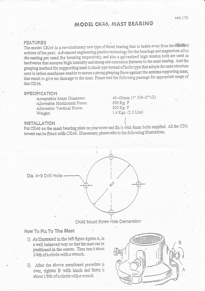 antenna rotor thrust bearing