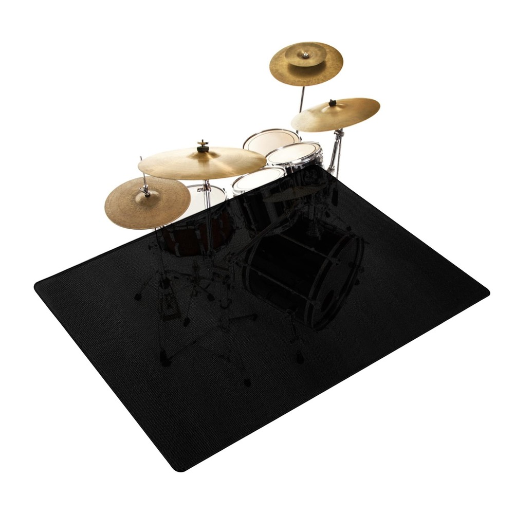 Drum Rug, 5X 6 Ft Mat Carpet Music Rug with 5' x 6' (Rectangular), Black