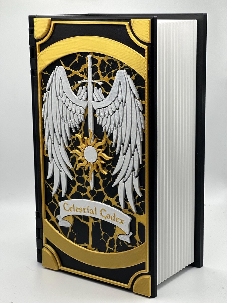 Celestial Codex MTG Deck Box | 3D Printed Spell Book with Dice Storage